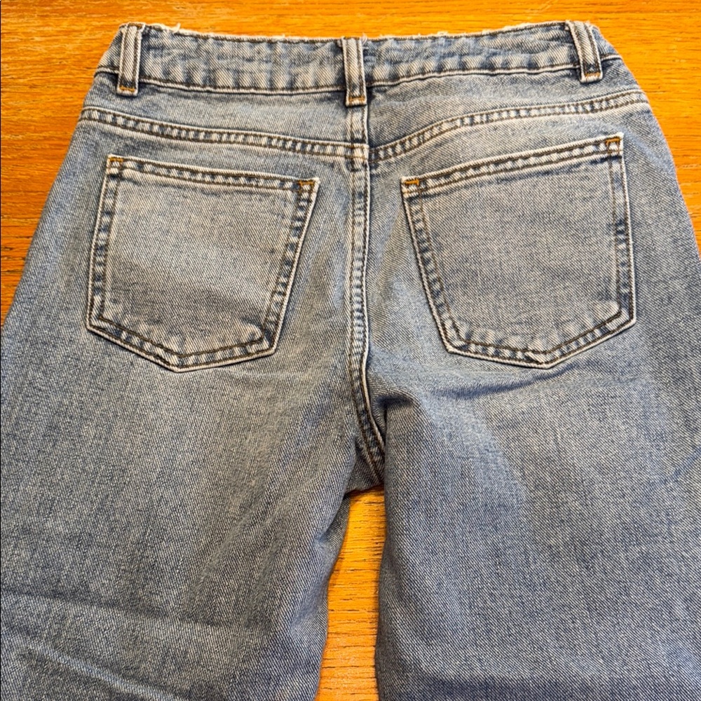 ASOS Straight Leg Blue and Red Jeans with Artistic Patchwork - Picture 3 of 6